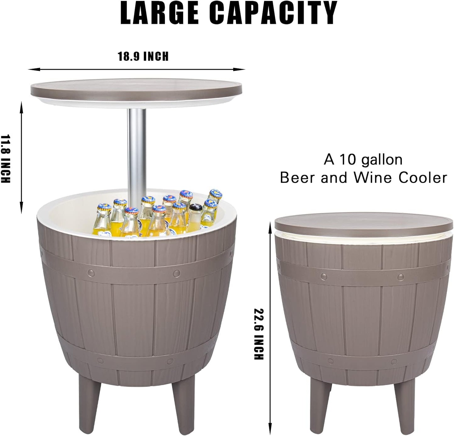 Adjustable Patio Table with Cooler